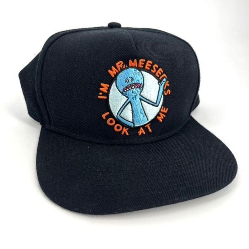 Rick and Morty Mr. Meeseeks Black Snapback Hat wool Blend